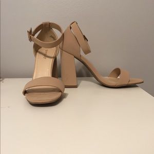 Bamboo nude ankle strap heels